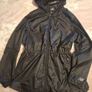 New Balance Black Hooded Jacket with Red Accents